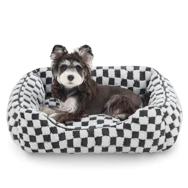Hundekurv, Liten Hundeseng, Sklisikker Hundekurv, Vaskbar Hunde- eller Kattekurv, Antistress Hundekurv, Myk og Fluffy Hundekurv, 51×48×15 cm