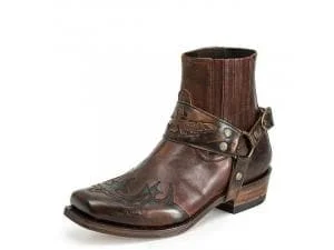 Western Boots för Män Vintage Broderade Boots Ljus Kaffe