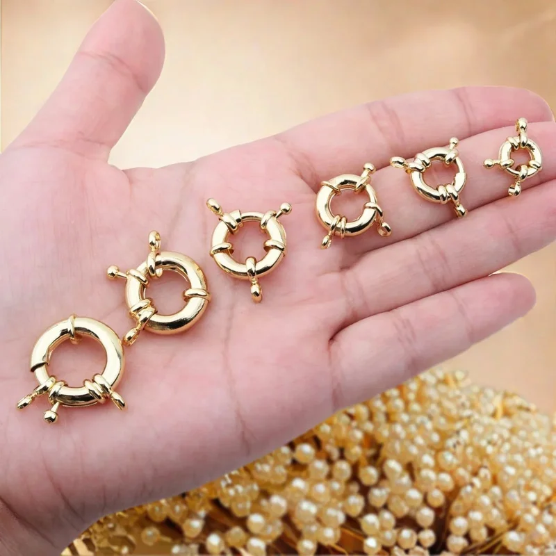AliExpress - 18K Echt goud kleur Ronde Lente Sluitingen Haken voor Armband Sleutelbeen Ketting Sluiting Connectors DIY Sieraden Maken Levert