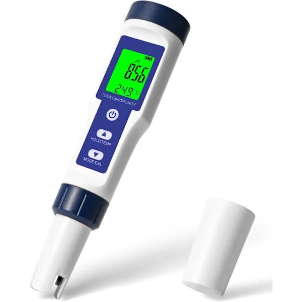 2024 Pool Salt Tester, Digital Salinometer, 5-i-1 Högprecisionssaltvatten-salinitetstestare, IP67 Vattentätt Testkit