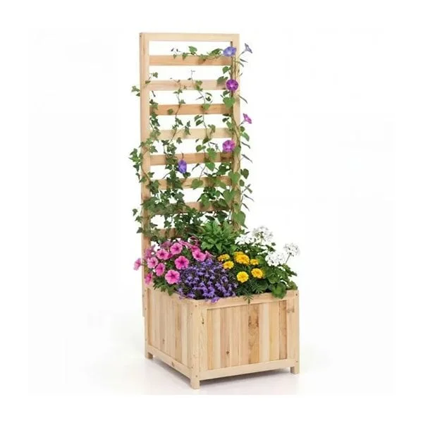 Plantekasse med espalier 123cm - opphøyd plantekasse / blomsterkasse / plantekasse med klatrestøtte