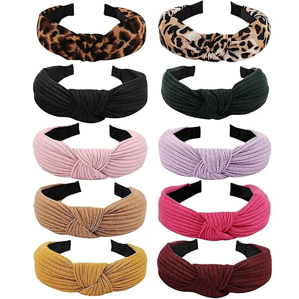 10 Stykker Knutehårbøyler For Kvinner Ensfargede Hårbøyler For Kvinner Brede Hårbøyler For Kvinner Knutehårbøyle 10 Farger Diademas Para Mujer 