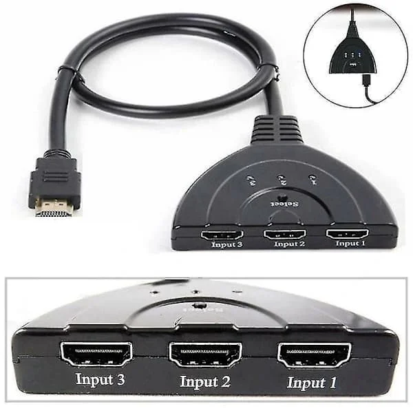 HDMI-splittere og -svitsjer HDMI-port hann til hunn 3 innganger 1 utgang splitterkabeladapterkonverter 1080p