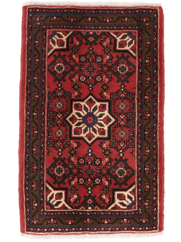 Hosseinabad Rug Hand Knotted 60X94 Black/Dark Red