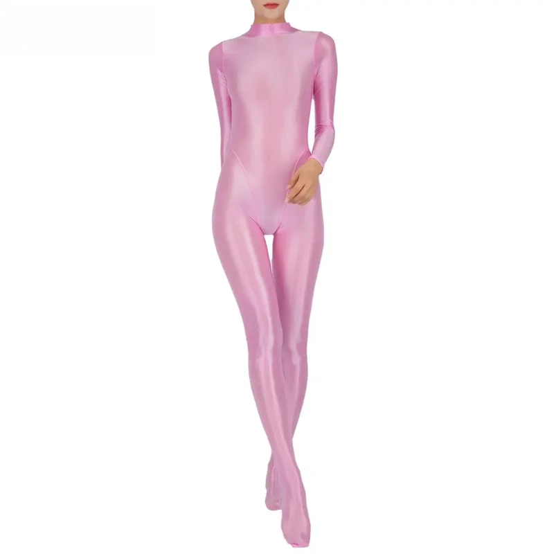 AliExpress - Damen-Overall, glänzend, Ganzkörper-Overall, Fitnessstudio, Yoga, Strumpfhosen, Strampler, Stehkragen, lange Ärmel, einteiliger Overall, 