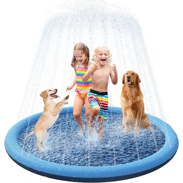 Hundesvømmebasseng Vann Spray Pad Bærbar Sammenleggbar Hundebadekar Vann Spray Pad PVC Svømmebasseng Bunn Antiskli