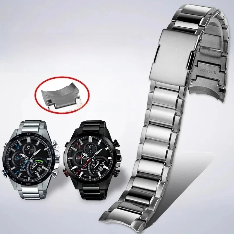 AliExpress - Pour Casio EDIFICE série bracelet EQB-500 EQB-501 EQB-800 EFR-303 solide extrémité incurvée en acier inoxydable chaîne de montre hommes 
