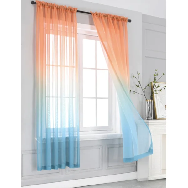 Liukuvärjätyt läpikuultavat verhot aurinkosuoja verkkoverhot tankotasku voile ikkunakäsittelypaneeli verhot lanka 2 kpl (52 " x 96 ", oranssinpunainen