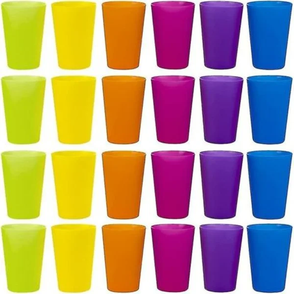 24 återanvändbara plastmuggar, 6 färgglada plastmuggar för barn, camping