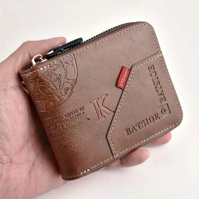AliExpress - Portefeuille en PU pour homme, sac à main en peau d'huile d'avertissement, porte-monnaie pour homme, porte-cartes masculin court, 