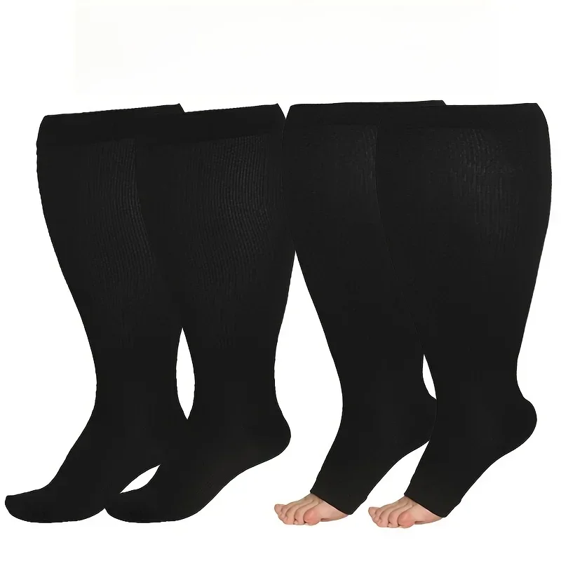 AliExpress - 1 paire de chaussettes de compression de taille extra large pour hommes et femmes avec mollet large longueur au genou respirant Xl 2xl 