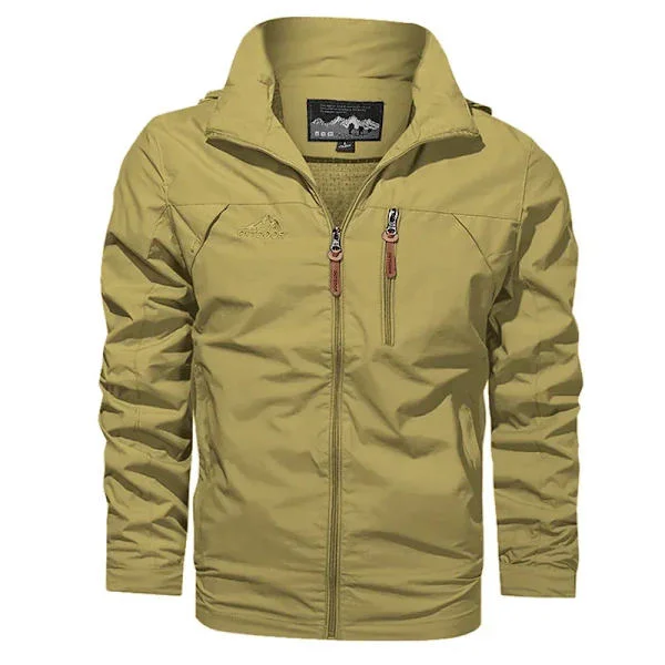 Men's Windbreaker Military Field Jacket Outerwear Men's Tactical Waterproof Pilot Jacket Hoodie Men's Hunting Army Clothes Yellow