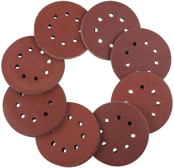 Sandpapir 125 mm - 100 stykker sandpapir, sandpapir til excentersliber, excentersliber, luftsliber, rød linje 40/60/80/120/180 (20 stykker hver