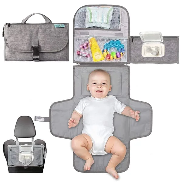 【bt02】Bærbar stellematte, bærbar stellematte for nyfødt jente og gutt - Baby med smart våtservietterlomme - Vann