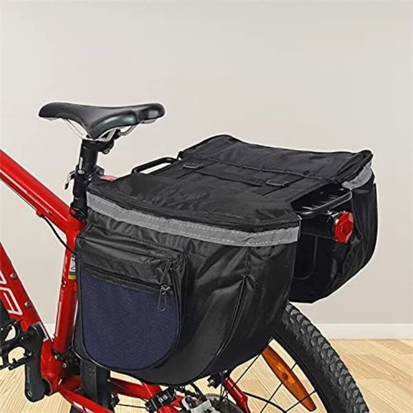 Cykeltaske, 25L Vandtætte Cykeltasker Dobbelt Bag, MTB Bagsæde Bagagebærer, Dobbelt Cykeltaske Bag (Blå)