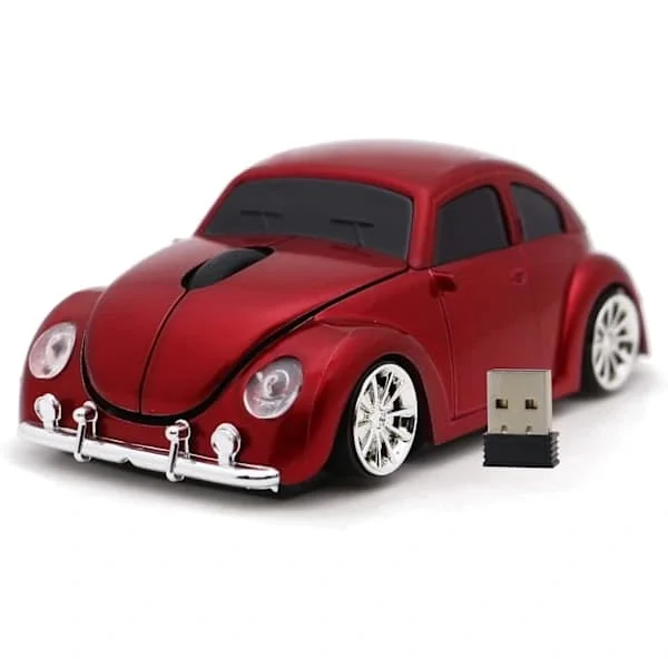 (Red) Wireless Mouse Sports Car Shape Optical Computer Mouse