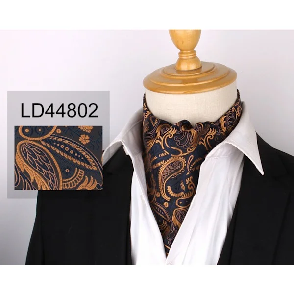 Herr Ascot Cravat Slips Paisley Jacquard Silke Vävd Blommig Halsduk, LD44802-FA11-