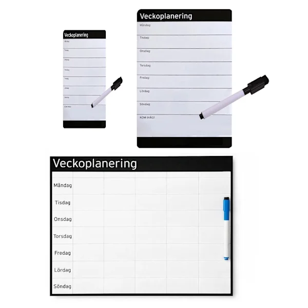 Magnetisk Whiteboard för Veckoplanering. Inkl. Whiteboardpenna med Sudd