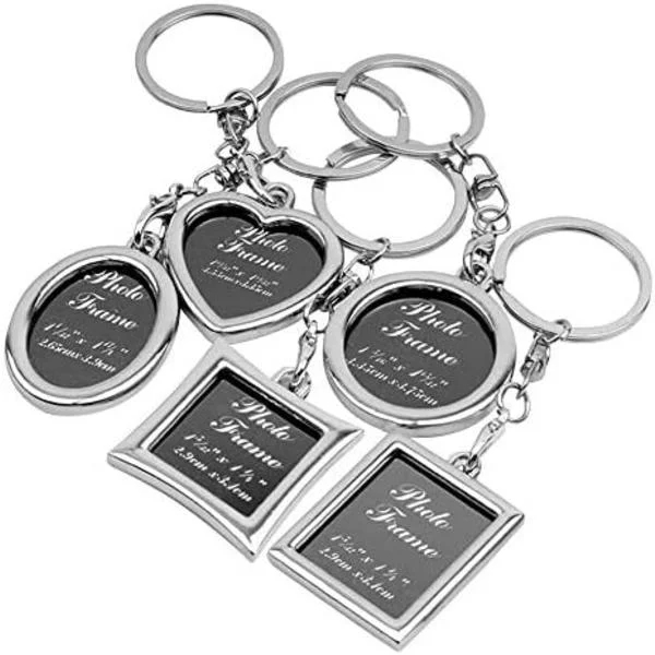 5 st personliga nyckelringar, kreativ fotoram, ring, metallbil