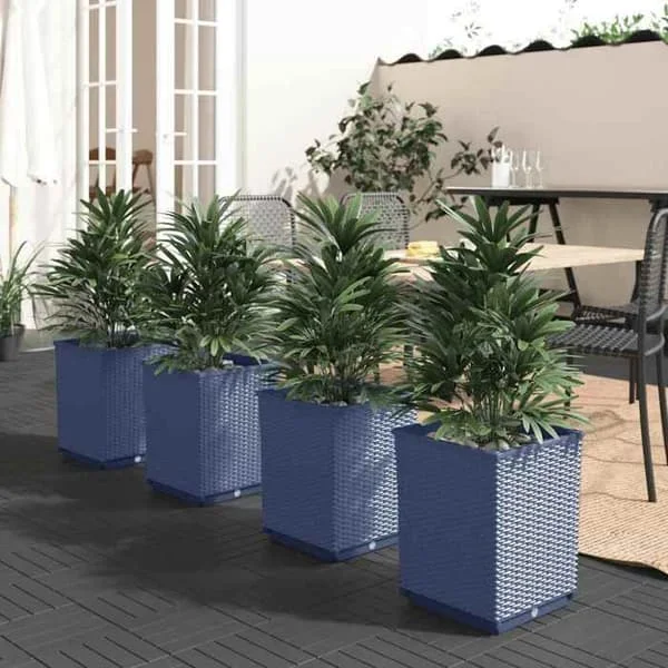 vidaXL Blomlådor 4 st, Blomkärl, Växtkrukor, Blomlådor för Trädgård Terrass Patio Utomhus, Blå Grå 30x30x37 364185