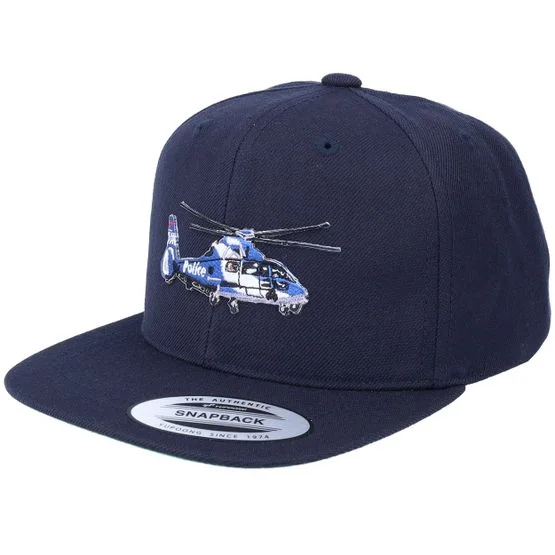 Kiddo Cap - Kids Police Helicopter Dark Navy Blue Snapback Snapback Blue Cap - @ Hatstore
