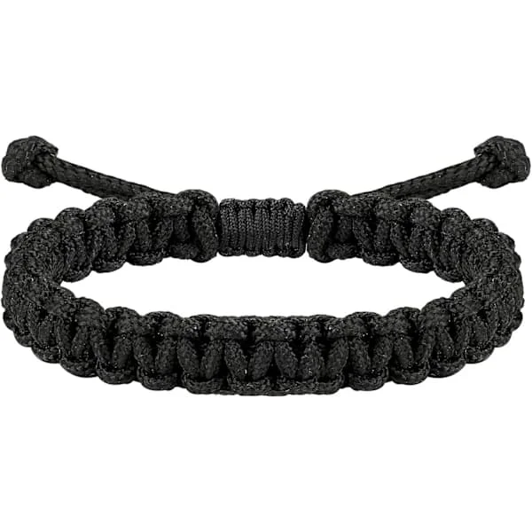 Men's Nautical Rope Bracelet, Hand-Braided Paracord Bracelet, Adjustable Waterproof Bracelet Black