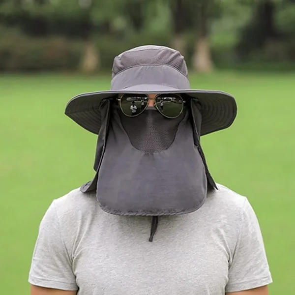 Sun Hat, Removable Multifunctional Hat, Outdoor Fishing Hat, Wide Brim Bucket Hat for Fishing, Hunting, Hiking, Camping (Dark Grey)