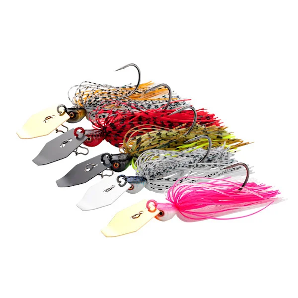 Blade bait, 5-piece multi-colored set, irresistible vibrating action, sticky sharp thick line needle point hook with storage case[RM]