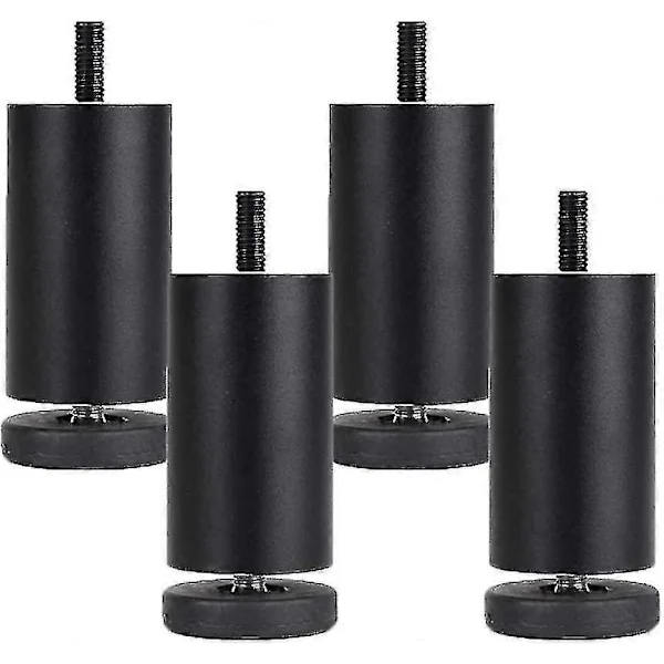Justerbare Møbelben Aluminiumlegering Møbelben Runde Metall Møbelben Bord Sofa Seng, Svart, 4 Stykker (10cm)