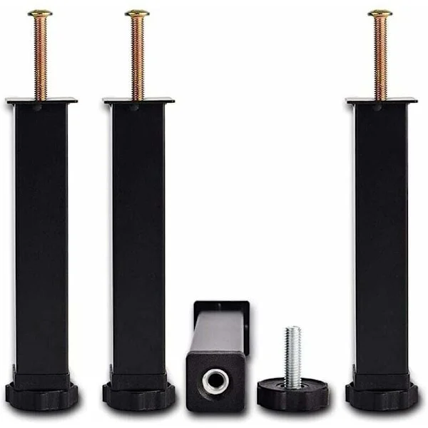 Bed Legs, Bed Frame Legs HASUniversal Slats, 35 cm (+2 cm) Height, Adjustable, in 3x3 cm Sections with M8×60 mm Bolts - 4 Pieces
