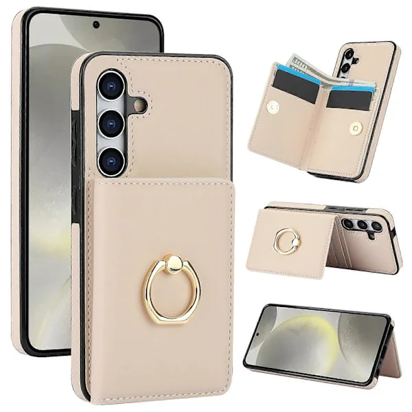 Samsung Galaxy S24 Skal med Korthållare, Militärklassat Fallskydd, Tåligt Stötsäkert Skal - Brun