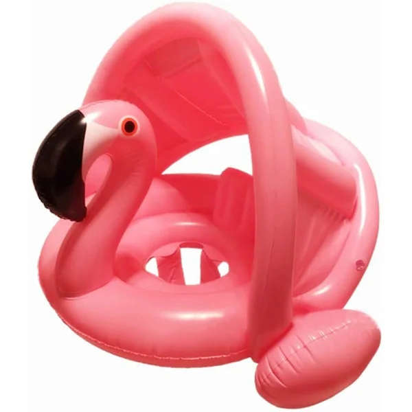Baby Pool Float med Tak, Uppblåsbar Sits Boj Barn Uppblåsbar Pool för Bebisar 6 - 48 Månader, PVC Material (Rosa)