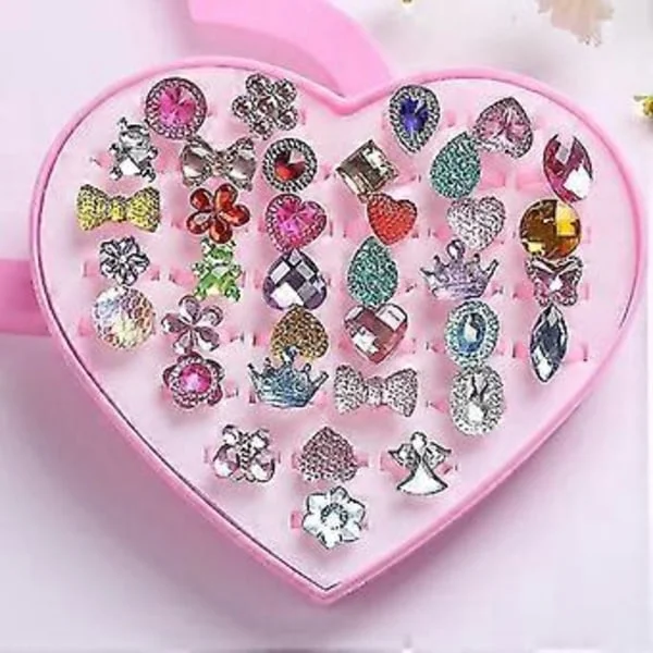 36 stk. Børne Ringe Børne Diamant Prinsesse Ædelsten Ring Smykker