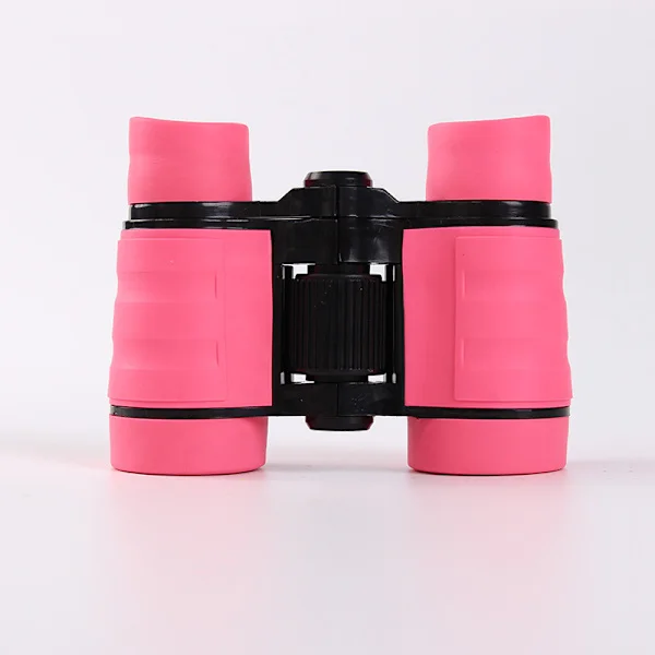 Gummi 4x30 mm leksakskikare för barn - Fågelskådning - Pedagogiskt lärande - Jakt - Vandring - Födelsedagspresenter - Presenter till barn (Rosa)