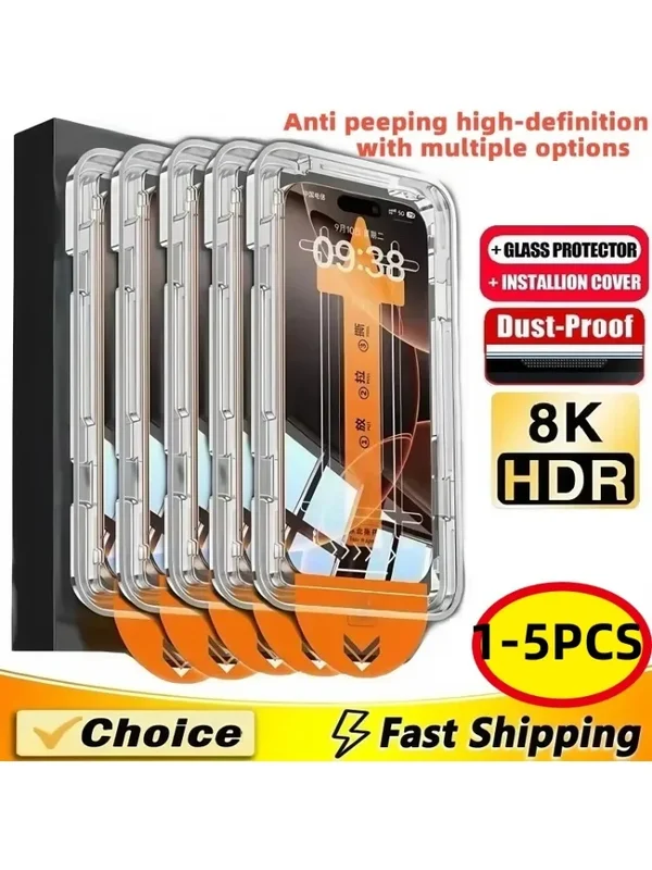AliExpress - 1–5 Stück staubfrei, einfache Installation, Displayschutzfolie für iPhone 17, 16, 15, 14, 11, 13, 12, 15, 16 Pro Max, Mini XS X, 