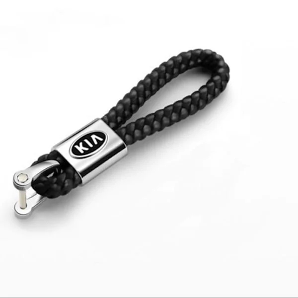 Kia Nyckelring i Flätat Läder Svart En Storlek