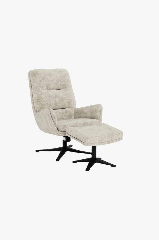 AC Design Furniture - Suton fåtölj med fotpall, med hög rygg, snurrfunktion och dragkedja - Beige - Fåtöljer - Från Homeroom