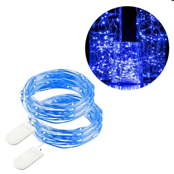 2-pack 1m Mini LED-ljusslinga batteridriven blå