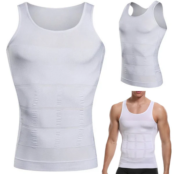 Formande Kompressionslinne för Herr – Slimmande Body Shaper T-shirt Vit XL