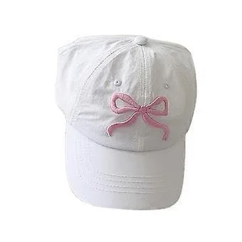 Solskyddande baseballkepsar broderi rosett visir hatt för resa barn utomhus resor vandring varm dag halvtom hatt vit (vit)