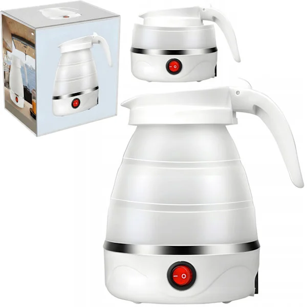 【YD】Foldable Electric Travel Kettle 0.5 L 750 W – Portable Kettle With Automatic Shut-off, White~CJY