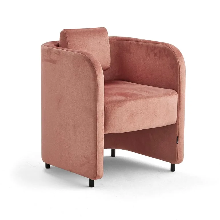 Armchair COMFY, with legs, velvet fabric, salmon pink