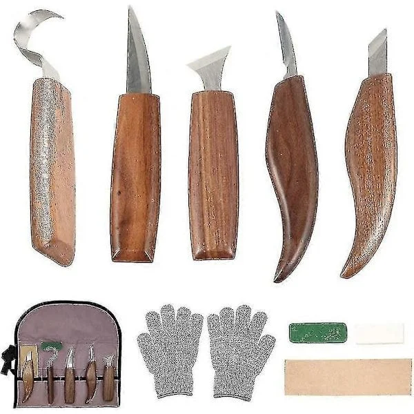 10 Pieces Carbon Steel Wood Carving Tools Wood Carving Tool Set with Hook Professional Carving Knife Wood Engraving Tools Compatible Woodworking