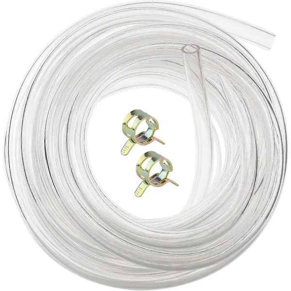 8mm x 12mm Livsmedelsgodkänd Klar PVC Flexibel Slang Vattenrör Luftslang 5m med 2 Slangklämmor