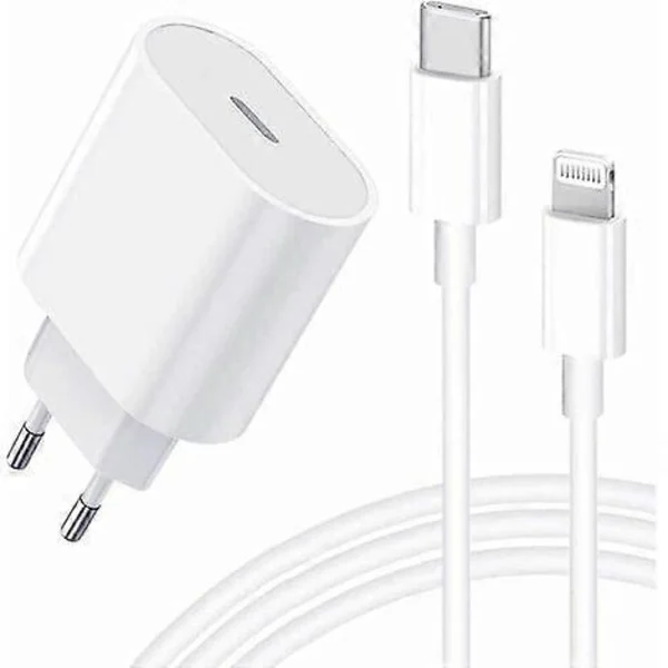 iPhone USB-C hurtiglader – 20 W PD hurtiglader med 2 m USB-C til Lightning-kabel, kompatibel med iPhone 14