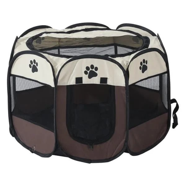 Dog Playpen Puppy Playpen for Dogs Cats Rabbits Foldable Indoor and Outdoor Use (Coffee)