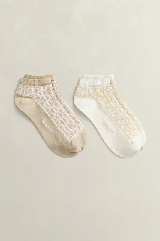 GANT Damen 2er-Pack Monogram Socken (36-38) Beige