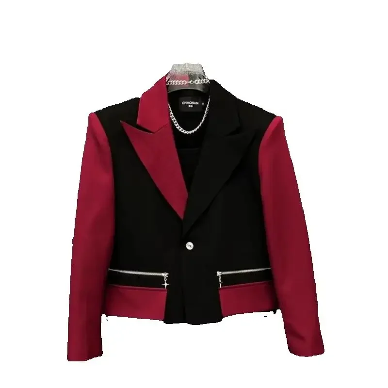 AliExpress - WVGA Frühling Herbst Neuer Herren High-End Farbblockierter Trendiger Kurzer Blazer Nischen-Schicker Lässiger Gerader Anzug Zweiteiler 