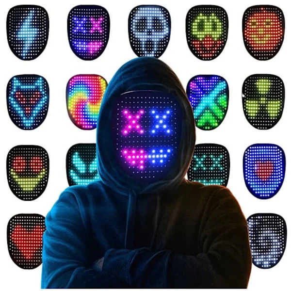 LED Maske Halloween Kostume til Børn og Voksne, Lysende Gestusstyret Maske-FA-