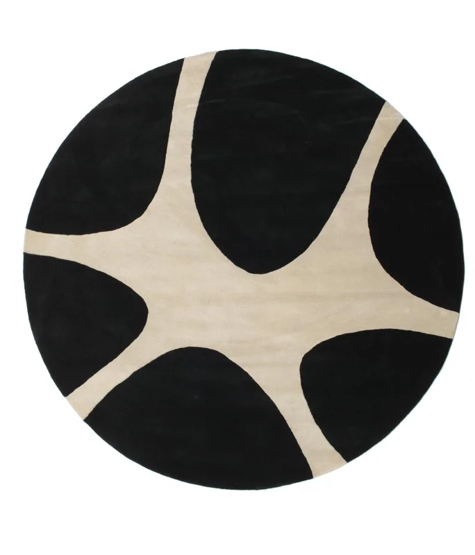 Stones Handtufted Rug - Black Ø 225 Round Black Wool
